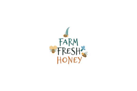 Bee Animals Farm Fresh Honey Svg Letters for Local Branding & Packaging
