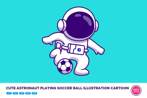 Cute Astronaut Playing Soccer Ball: A Playful Design for Embroidery Projects