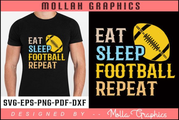 Eat Sleep Football Repeat Design: A Bold Graphic for Print Templates