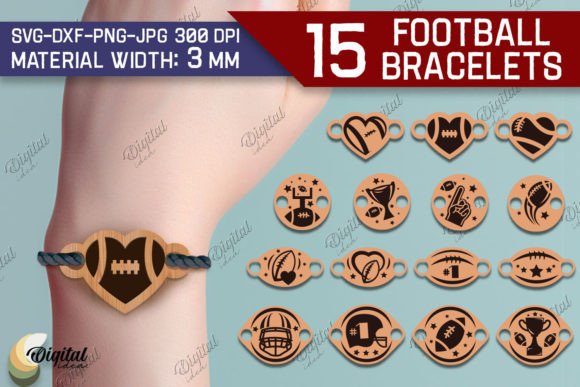 Football Bracelet Laser Cut Bundle