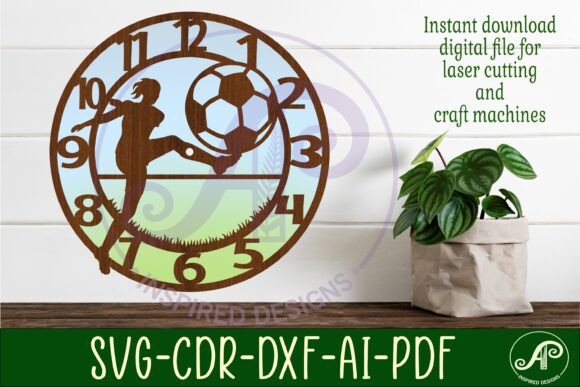 Football Female Player Wall Clock Laser: A Fresh Design for Local Business Branding