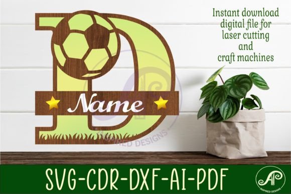 Football or Soccer Monogram D Letter: Laser-Cut Wall Decor for Blog & Editorial Design