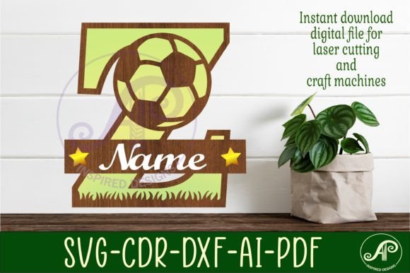 Football or Soccer Monogram Z Letter: A Layered Laser Cut Design for Dynamic Wall Decor & Branding