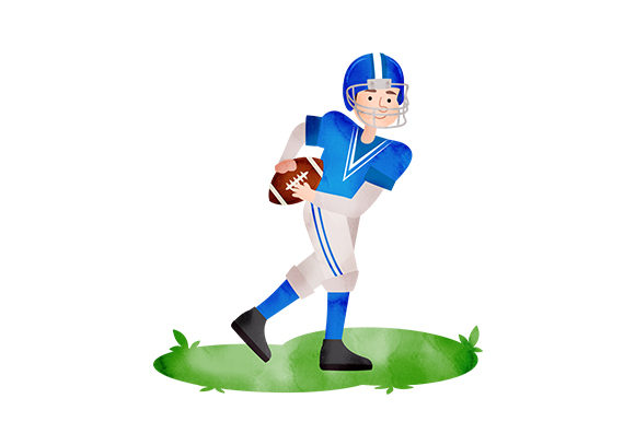 Football Player Running with Ball: A Dynamic Graphic for Sports & Craft Publishers