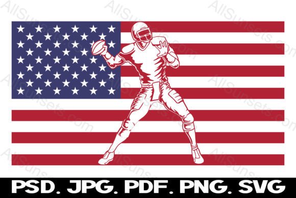 Football Quarterback American Flag SVG Graphics for Craft Logos