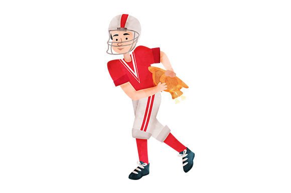 Handmade Charm Meets Thanksgiving Spirit – American Football Player with a Turkey - Watercolor