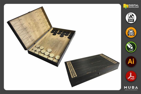Laser-Cut Backgammon SVG for Board Game Branding