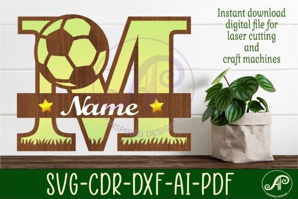Laser-Cut Football Monogram M for Wall Decor Branding