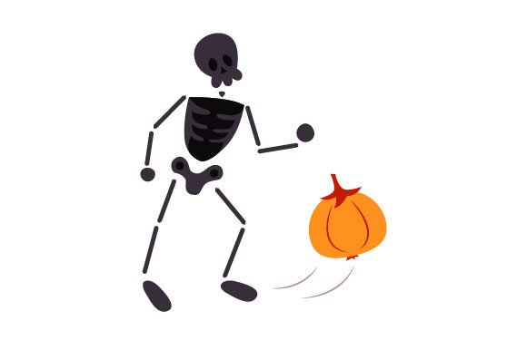 Skeletons Playing Football with Pumpkin for Halloween Crafts Projects