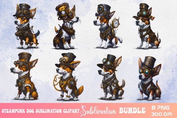 Steampunk Dog Sublimation Clipart Bundle – Graphics & Illustrations for Crafters