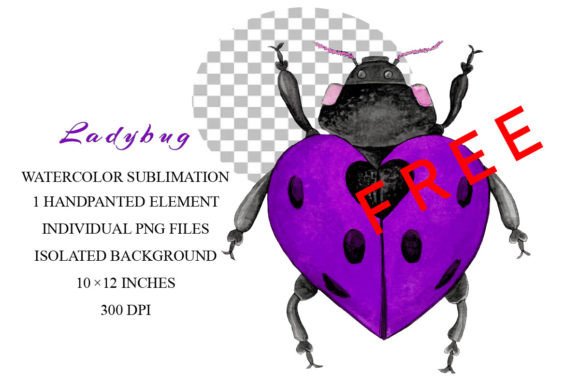 Watercolor Ladybug Sublimation PNG – Cute Graphics for Freebies & Creative Sellers